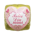 Square Spanish Mother's Day foil balloon with pink heart and Feliz Día MAMÁ text - 18 Inch Gold Grid Square Happy Mother's Day (C4031)