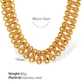 Chunky gold stainless steel chain necklace with 12mm width and 45cm length dimensions - Necklace / Gold Necklace Only (Without Bracelet)