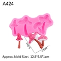 Pink mushroom silicone mold for chocolate and cake decor with size 12.5x6.5x1cm - Style 3 Multi-hole Slender Mushrooms / Pink