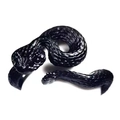 Retro punk snake ring in deep black finish with realistic scale texture - Adjustable Open / Style 16 (Dark Black Snake)