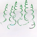 Shiny green PVC spiral hanging swirls for festive Christmas and party ceiling decoration - Set of 6 / Green