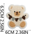 Detailed size chart for bear embroidery patch showing dimensions 6.5cm height and 6cm width - Style 10 (Beige and Light Brown Embroidered Bear)