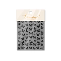 Selbstklebende Nailart-Aufkleber mit eleganten schwarzen Schmetterlingsmustern auf weißem Grund - Fantasie Schmetterling - Leichtes Schwarz (TO 4375)
