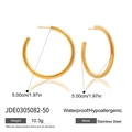 Gouden titanium stalen C-vormige oorringen 5cm diameter waterdichte hypoallergene - Goud 50mm Gladde Ring (JDE0305082-50)