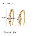 18K gold plated C-shape butterfly pearl earrings with clear cubic zirconia stones - Marquise Zirconia Inlay (HF-E3313)
