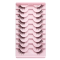 Natural thick black half false eyelashes Y1007 set with 10 pairs on pink tray - Half Strip Corner Style (Y1007)