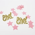 Pink stars and gold glitter It's a Girl confetti for baby shower party DIY decoration - Gold GIRL + Pink Star