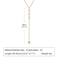 Elegant gold Y-shaped fringe necklace in stainless steel with cubic zirconia charm - 1567-Zircon Tassel Y-Shape