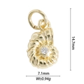 Detailed view of golden conch pendant with zircon stone showing size 14.7x7.1mm - Round Zircon Shell (DZ-1755)