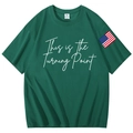 T-shirt verde scuro con stampa Turning Point e toppa bandiera USA per uomo e per donna - S / verde scuro