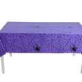 Nappe Halloween en plastique violet avec motifs de toiles d'araignées et d'araignées - Araignée Violette / 137*274cm
