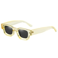 Retro square polarized sunglasses with thick transparent yellow frames and grey lenses - Transparent Yellow Frame Black Lens Polarized
