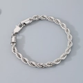 Pulsera de cadena de cuerda trenzada plateada en acero de titanio con cierre de langosta - Pulsera 20CM / 6mm / Color Acero