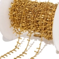 DIY gold stainless steel thin chain roll for jewelry making with small metal bar accents - Price per Meter / Gold