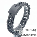Pulsera cubana para hombre en acero de titanio negro mate, 18mm de ancho, 220mm, 126g - Negro Cepillado