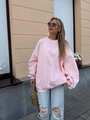 Sudadera rosa holgada con letras bordadas para mujer con un estilo urbano moderno - S / Rosa