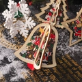 Wooden Christmas hanging ornaments featuring colorful Santa, snowman and bear patterns - Double-piece Wood Grain Bell