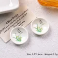 Miniature blue and white porcelain plates with orchid pattern and calligraphy details - Small Size - Orchid