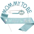 Light blue Mommy To Be party set with rhinestone headband and glitter sash decoration - One Size / Lake Blue Mommy To Be 3-Piece Set