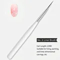 White nail art liner brush size 3 with 11mm long bristles for fine painting and detailing - Single 11mm Liner Brush