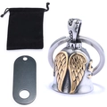 Two-tone gold and silver motorcycle guardian bell with eagle wings and velvet bag - Two-tone Gold Set with Pouch & Tag