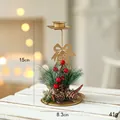 Golden iron Christmas candle holder with pine cones and bells, 15cm height variant - Bell Style (ABCZ2-11)