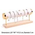 Single tier gold and wood jewelry display stand with white leather cylinder for bracelets - Single Layer Gold Bangle Stand-White Leather