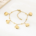 Gold stainless steel bracelet featuring five detailed sea shell charms and round beads - Shell Style (KB204440-SXSJ)