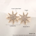 Octagon star stud earrings in gold-plated copper with AAA cubic zirconia stones - Octagram (ED10-2) / Gold