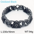 Oxidized black stainless steel skull link bracelet for men with 230mm length specifications - Triangle Oxidized Black Style (KB163680-JX)