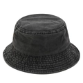 Cappello pescatore vintage in denim nero lavato con occhielli metallici e tesa rinforzata - M (56-58cm) / Nero