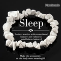 Detailed macro view of natural white howlite stone chips on an elastic bracelet strand - Howlite