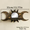 Triple Moon wooden shelf with black Celtic patterns and laser-cut butterfly hollow design - ms8415 Sun & Moon