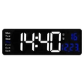 Reloj digital LED negro de 16 pulgadas con hora, fecha, temperatura y alarma dual - 16" / Carcasa Negra LED Azul