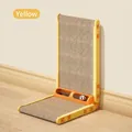 Yellow L-shaped cat scratcher with built-in toy ball track and durable scratching surface - 3-in-1 Cat Scratcher / Yellow