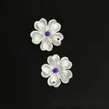 Hand-carved shell flower pendants with purple beads for handmade jewelry making - A002-Purple Center/20MM