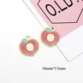 Detail showing two peach-shaped enamel charms with green leaves and 16mm x 17mm dimensions - Peach (Dark Pink)