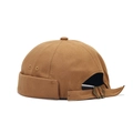 Bonnet docker marron vintage sans bord pour hommes et femmes, style rétro minimaliste - Uni-Khaki