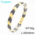 Bracelet magnétique en tungstène noir et or avec maillons style balle pour hommes et femmes - Noir et Or (KB208998-JI)