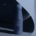 Mini five-fold navy blue pocket umbrella with matte sphere handle and wrist strap - With Capsule Box / 6 Ribs Thickened Black Glue / Navy Blue