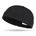 Adjustable black quick-dry docker cap with minimalist texture and six-panel design - Adjustable / Black