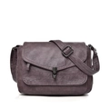 Elegant purple brown soft leather shoulder bag with textured finish and metal twist lock - Purple