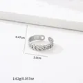 Silver chain style adjustable stainless steel ring with 0.47cm width and 2cm outer diameter - Interwoven Chain Style (201) / Steel