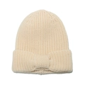 Berretto invernale a maglia grossa per bambini con grande fiocco decorativo in bianco crema - 48-52cm / Beige
