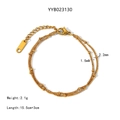 Gold double-layered stainless steel bead bracelet, 15.5cm length with 3cm extender - Double Layer Bead Style (YYB023130)