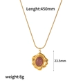 Minimalist stainless steel necklace with oval tiger eye stone pendant on white background - Pink Purple Oval Pendant (TN3455-PK)