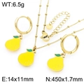 Parure en acier inoxydable doré avec pendentifs poire en émail jaune et vert - Style Poire (KS226950-Z)