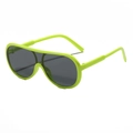Neon green oversized shield sunglasses for kids with stylish dark grey lenses - Neon Green Frame Gray Lens