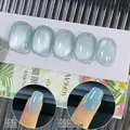 Lake blue cat eye nail polish showing thin and thick coating effects with glossy finish - N11 Lake 7ml