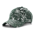 Detail of dark green Christmas baseball cap featuring white festive patterns and phrases - One Size / Dark Green